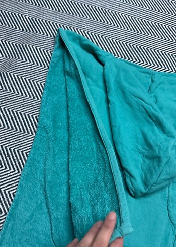 Turkuaz Kapüşonlu Bornoz - Görsel 6