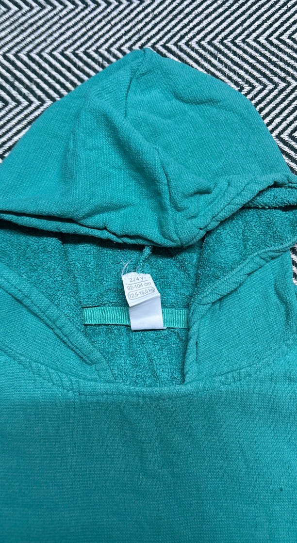 Turkuaz Kapüşonlu Bornoz - Görsel 3