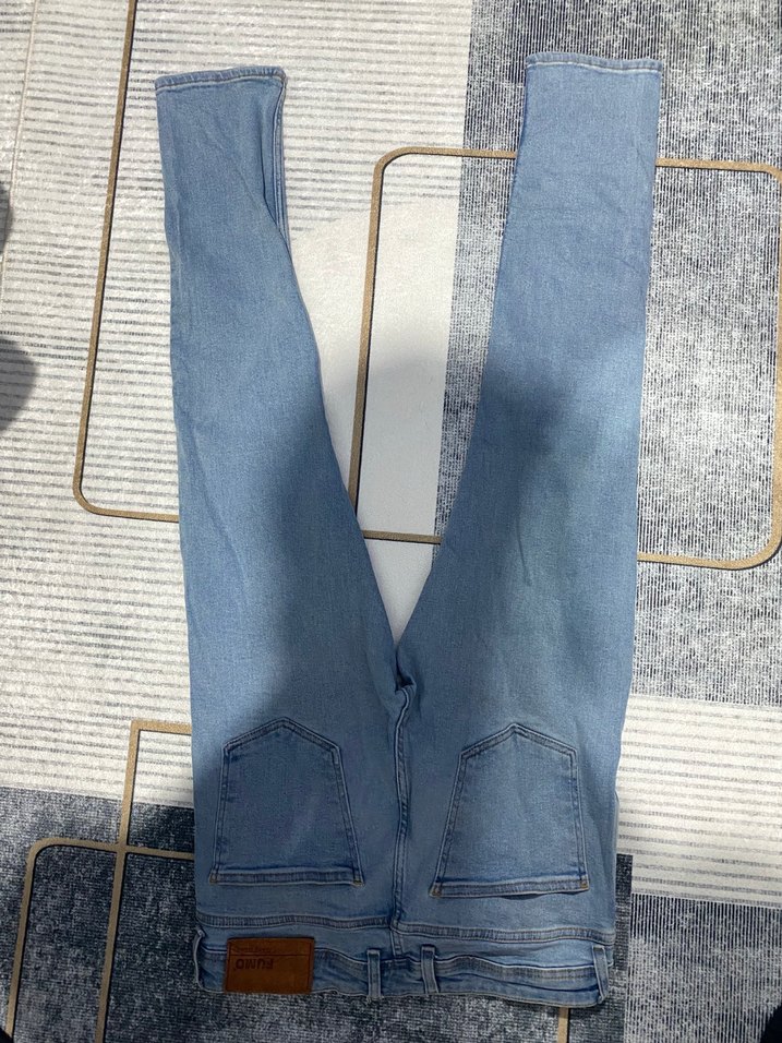 Düğmeli Mavi Regular Fit Midi Kot Pantolon - Görsel 2