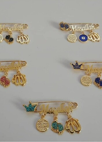 Maşallah yazılı kararmaz bebek cevseni yaka iğnesi 
