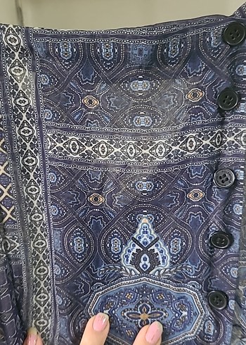 Diğer Bohem V Yaka Lacivert Uzun Elbise
