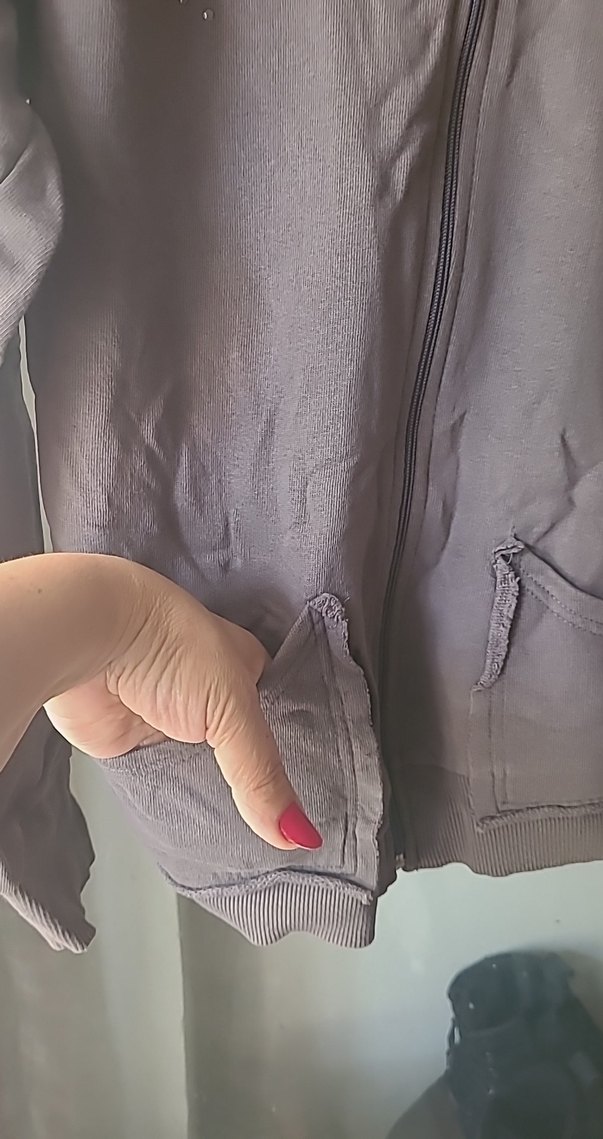 Gri Kapüşonlu Fermuarlı Kadın Sweatshirt - Görsel 2