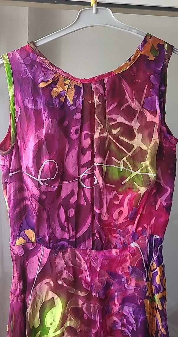 Renkli Bağlama Desenli İpek Elbise - Görsel 2