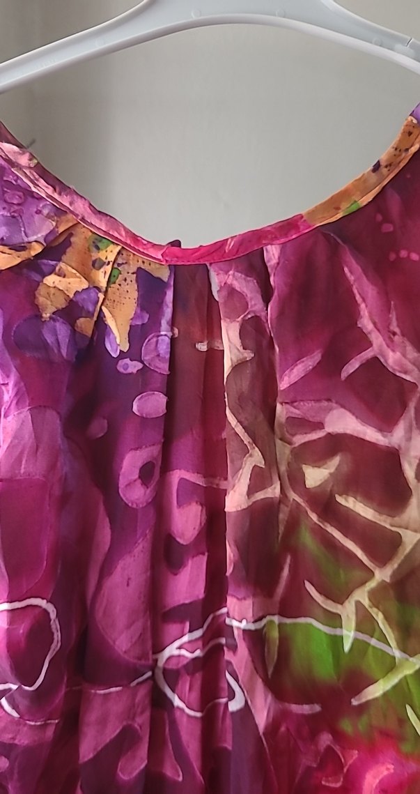 Renkli Bağlama Desenli İpek Elbise - Görsel 5