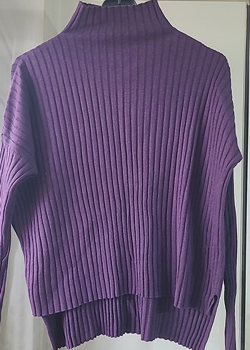 Mor Triko Balıkçı Yaka Kadın Kazak - Görsel 5