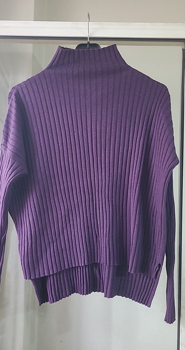 Mor Triko Balıkçı Yaka Kadın Kazak - Görsel 5