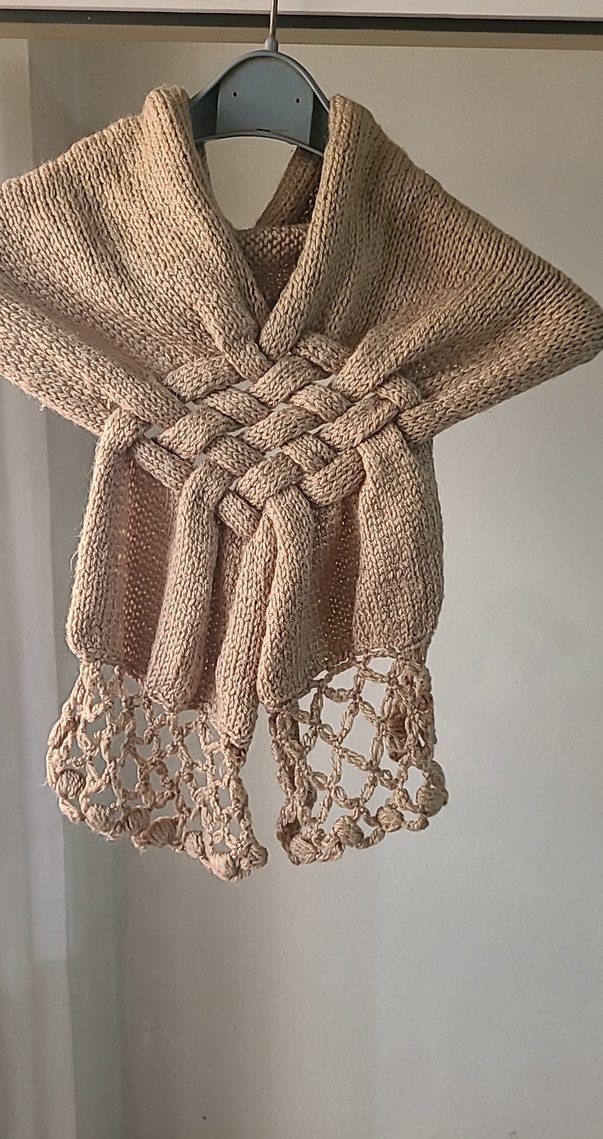 Bej Örgü Kadın Şal - Görsel 4
