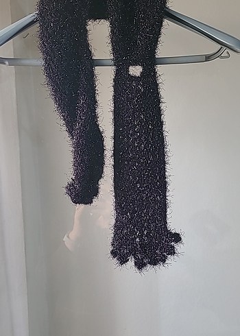 Siyah Örgü Kadın Şal - Görsel 8