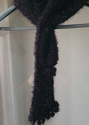 Siyah Örgü Kadın Şal - Görsel 4