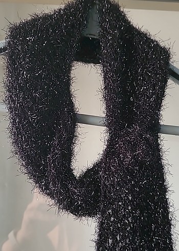 Siyah Örgü Kadın Şal - Görsel 6