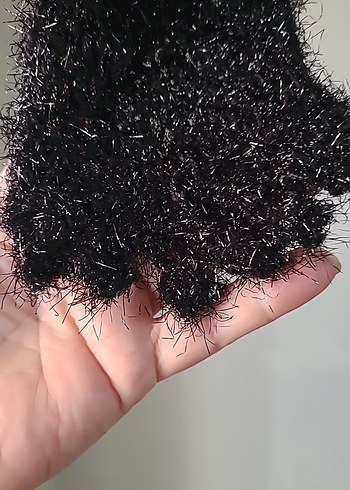 Siyah Örgü Kadın Şal - Görsel 3