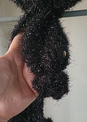 Siyah Örgü Kadın Şal - Görsel 2