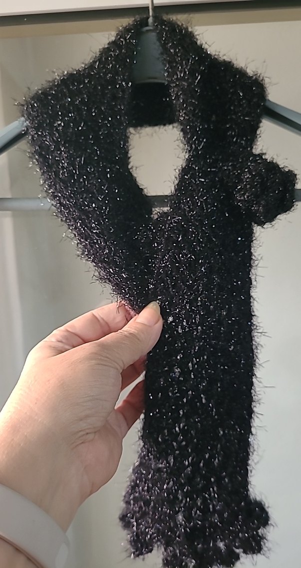 Siyah Örgü Kadın Şal - Görsel 5