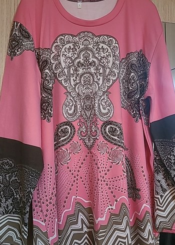 Detaylı Pembe Bohem Uzun Tunik - Görsel 2