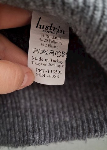 Gri Siyah Triko Kadın Kazak - Görsel 4