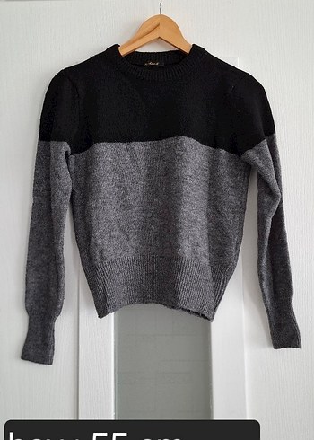 Gri Siyah Triko Kadın Kazak - Görsel 2