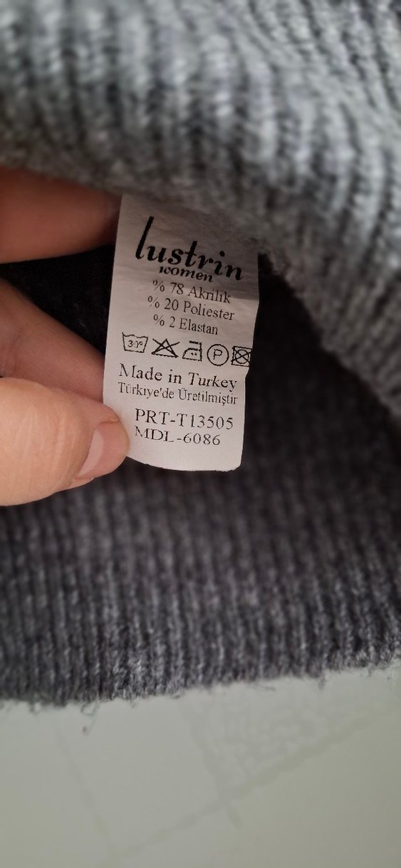 Gri Siyah Triko Kadın Kazak - Görsel 4