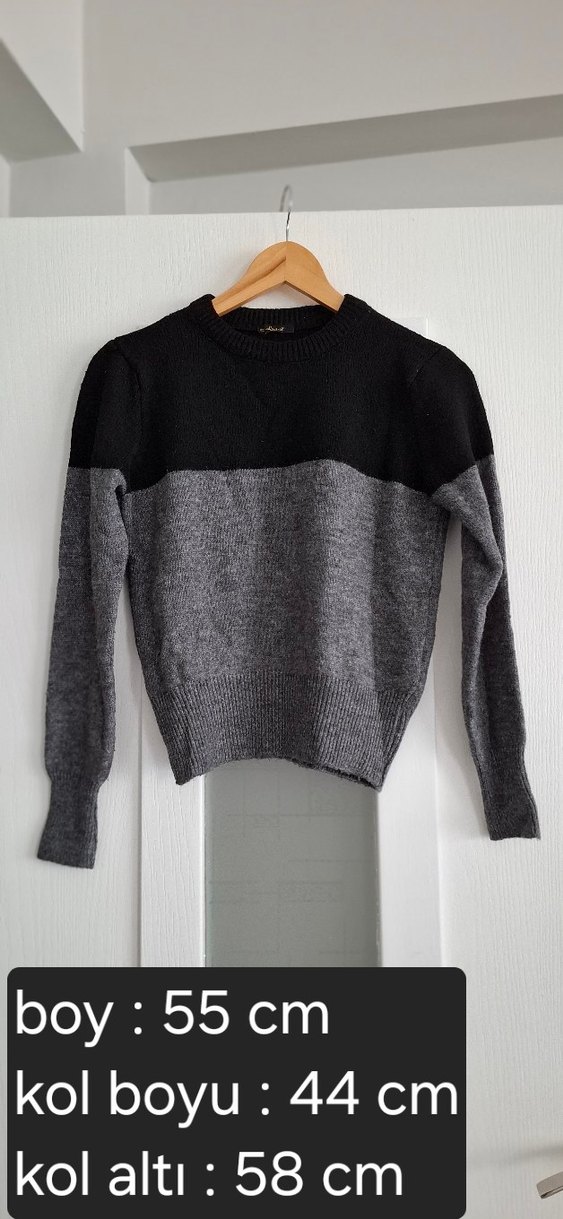 Gri Siyah Triko Kadın Kazak - Görsel 2