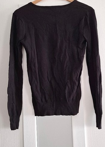 Siyah V Yakalı Kadın Kazak - Görsel 2