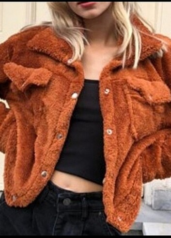 Peluş crop ceket