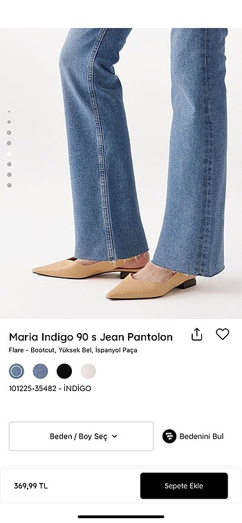 s Beden mavi Renk Mavi Flare Pantalon