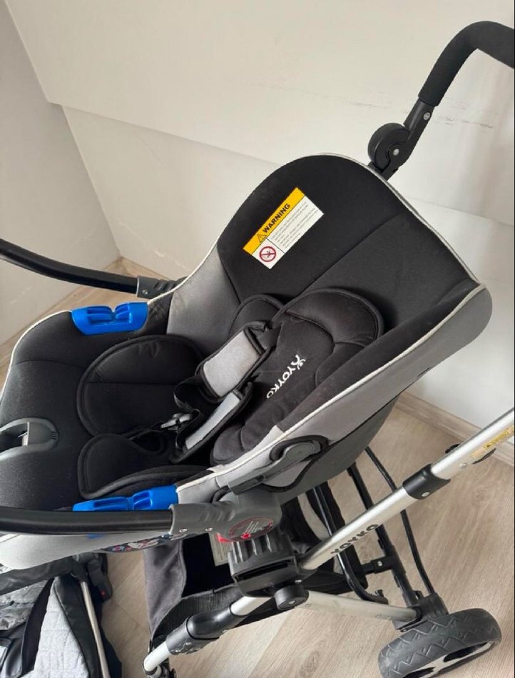 Gri Bebek Arabası ve Taşıma Koltuğu - Görsel 2