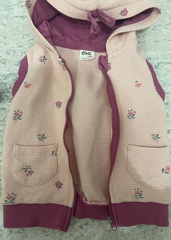 Kız Çocuk Nakışlı Örme Kapüşonlu Yelek - Görsel 2