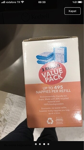 Beden Korbell çöp kovası poşeti