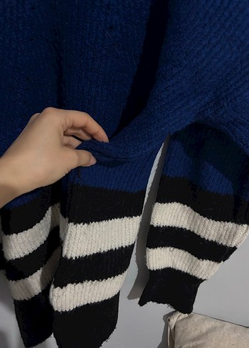 Kadın Lacivert Boğazlı Örgü Kazak - Görsel 4