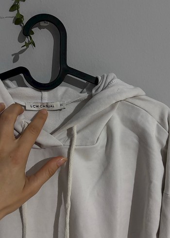 Kadın Beyaz Kapüşonlu Oversize Sweatshirt - Görsel 2