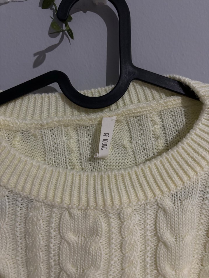 Beyaz Örgü Kadın Triko Kazak - Görsel 2