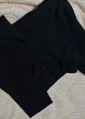 Siyah Kadın Kumaş Pantolon Midi Boy - Görsel 3