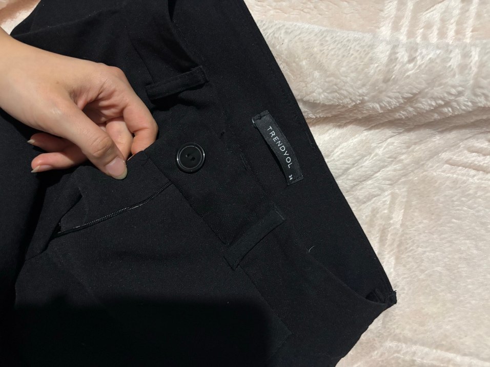 Siyah Kadın Kumaş Pantolon Midi Boy - Görsel 2