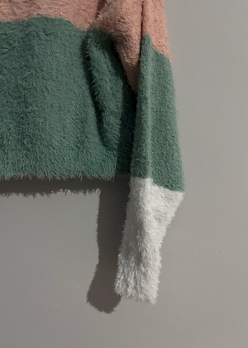 Rahat Kesim, Renk Bloklu Triko peluş Kadın Kazak - Görsel 3