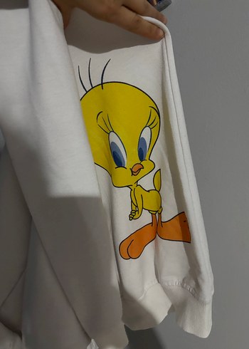 Beyaz Kapüşonlu Kadın Sweatshirt - Görsel 3