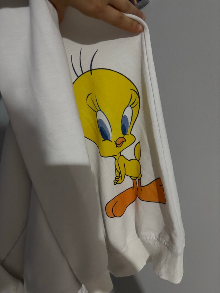 Beyaz Kapüşonlu Kadın Sweatshirt - Görsel 3