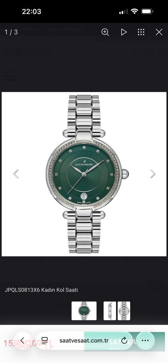 JACQUES PHILIPPE orijinal Yeşil Kadın Kol Saati - Görsel 2
