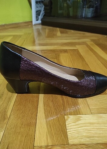 37 Beden Deri bordo lila stiletto ayakkabı 