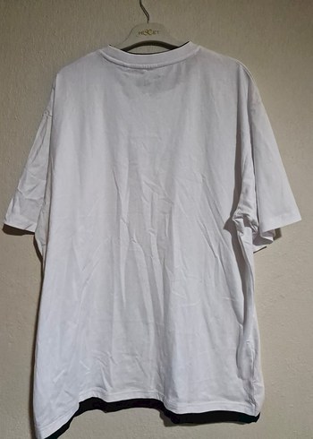 Beyaz Pamuklu Oversize Erkek Tişört - Görsel 4