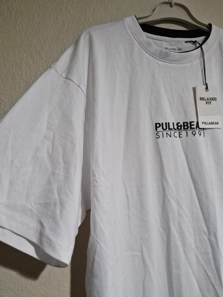 Beyaz Pamuklu Oversize Erkek Tişört - Görsel 5