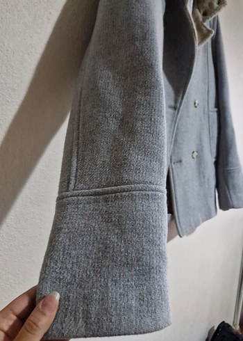 Gri Düğmeli Midi Erkek Kaban - Görsel 3