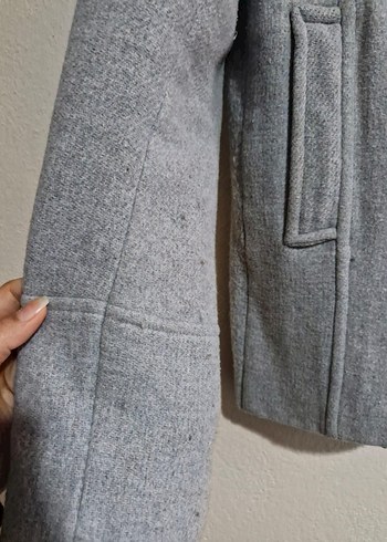 Gri Düğmeli Midi Erkek Kaban - Görsel 4