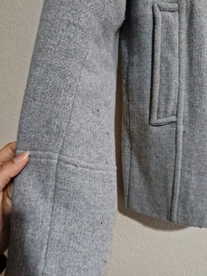 Gri Düğmeli Midi Erkek Kaban - Görsel 4