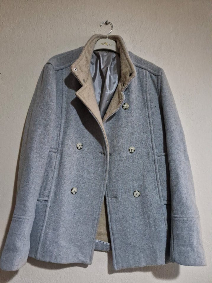 Gri Düğmeli Midi Erkek Kaban - Görsel 2