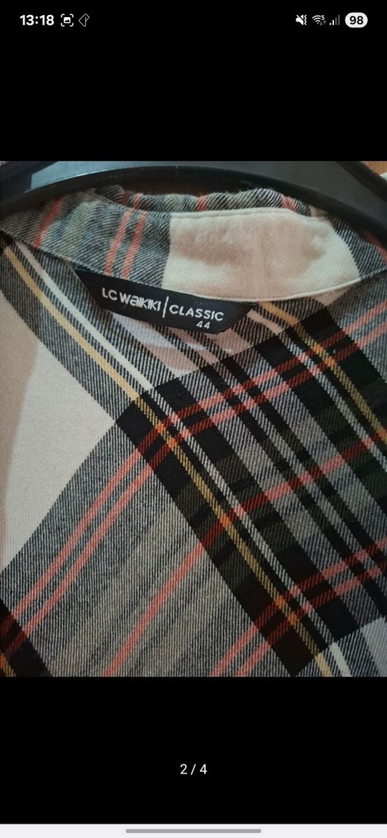 Gri Uzun Kollu Ekose Pamuklu Kadın Gömlek - Görsel 2