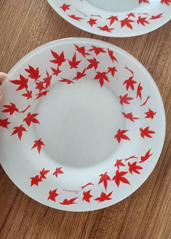  Beden Kırmızı Çiçek Desenli pasta Tabağı Seti