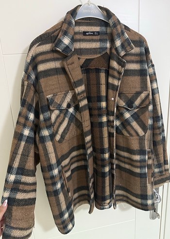 Kadın Kahverengi Ekose Düğmeli Gömlek - Görsel 2