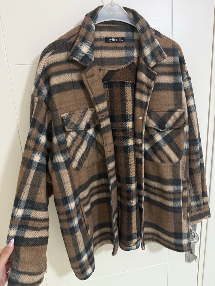 Kadın Kahverengi Ekose Düğmeli Gömlek - Görsel 2