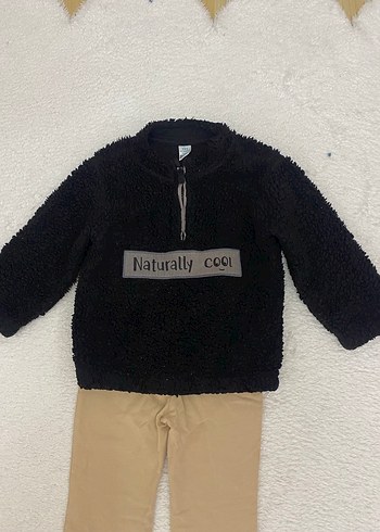 Kahverengi Yüksek Yakalı  Çocuk Sweatshirt - Görsel 2