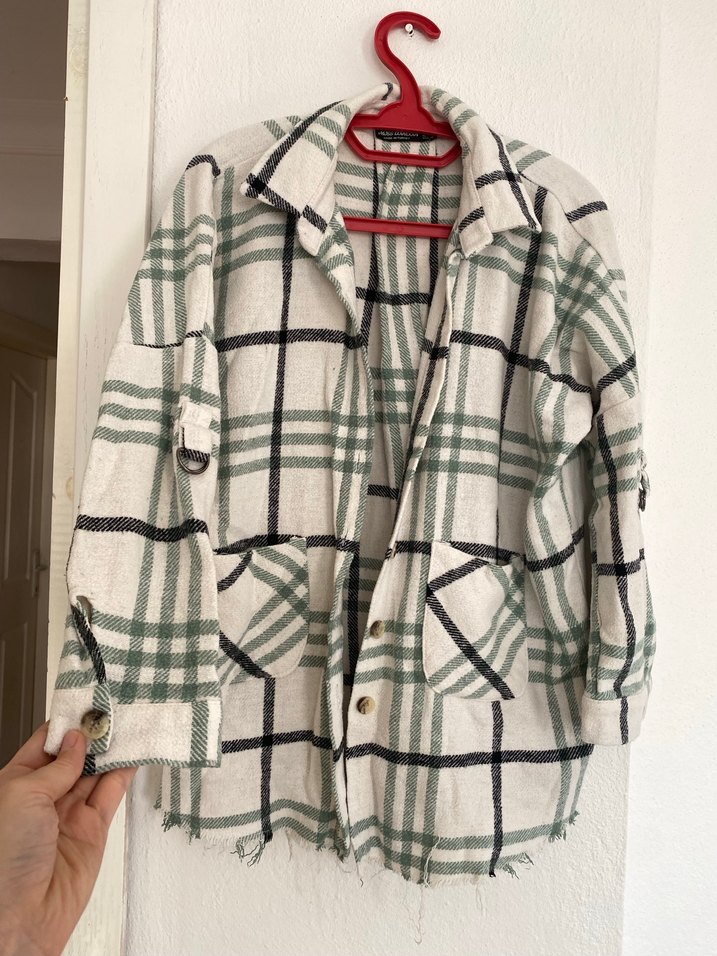 Ekoseli Uzun Kollu oduncu Kadın Gömlek - Görsel 2